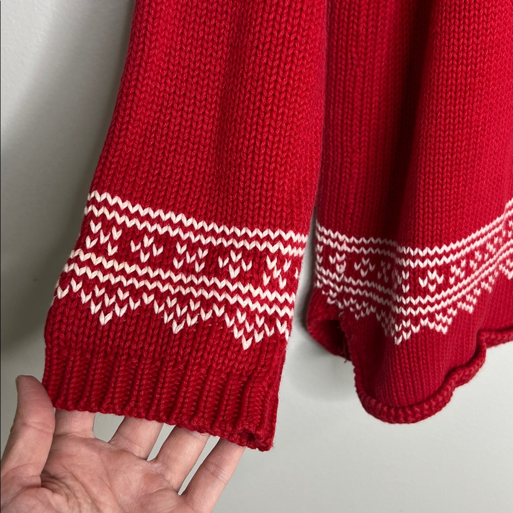 Vintage Eddie Bauer 100% Cotton Nordic Red and White Sweater size Small - Picture 4 of 11
